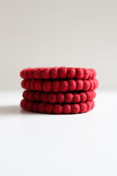 Woven coaster - red - set of 4