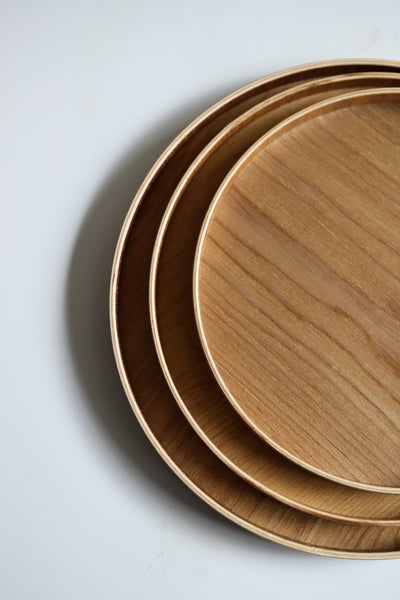 Round wooden platter