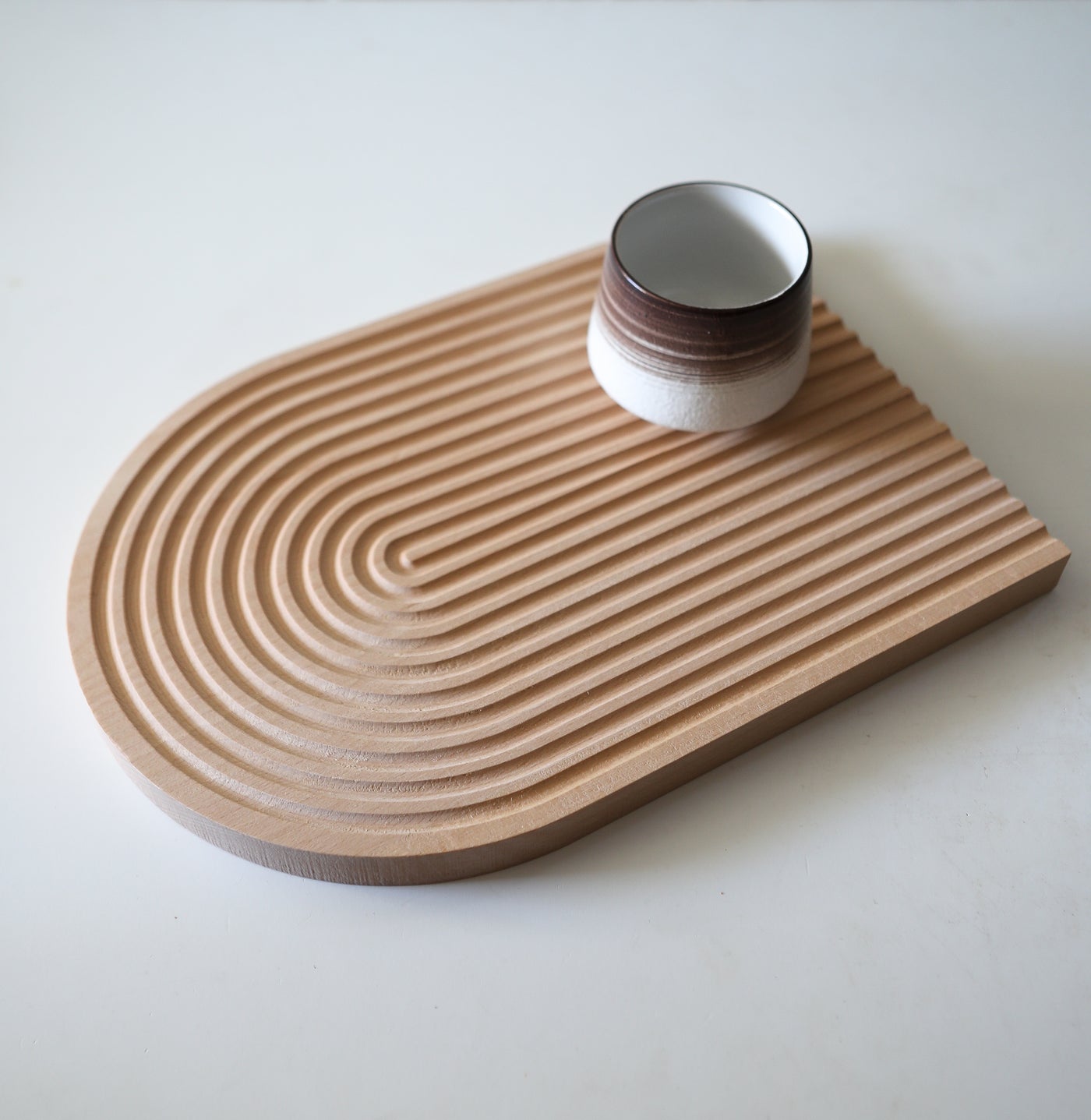 Oval wooden tray