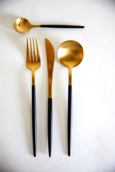 Black and gold flatware