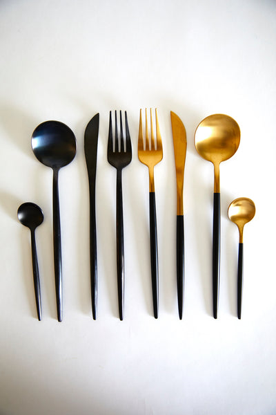 Black and gold flatware