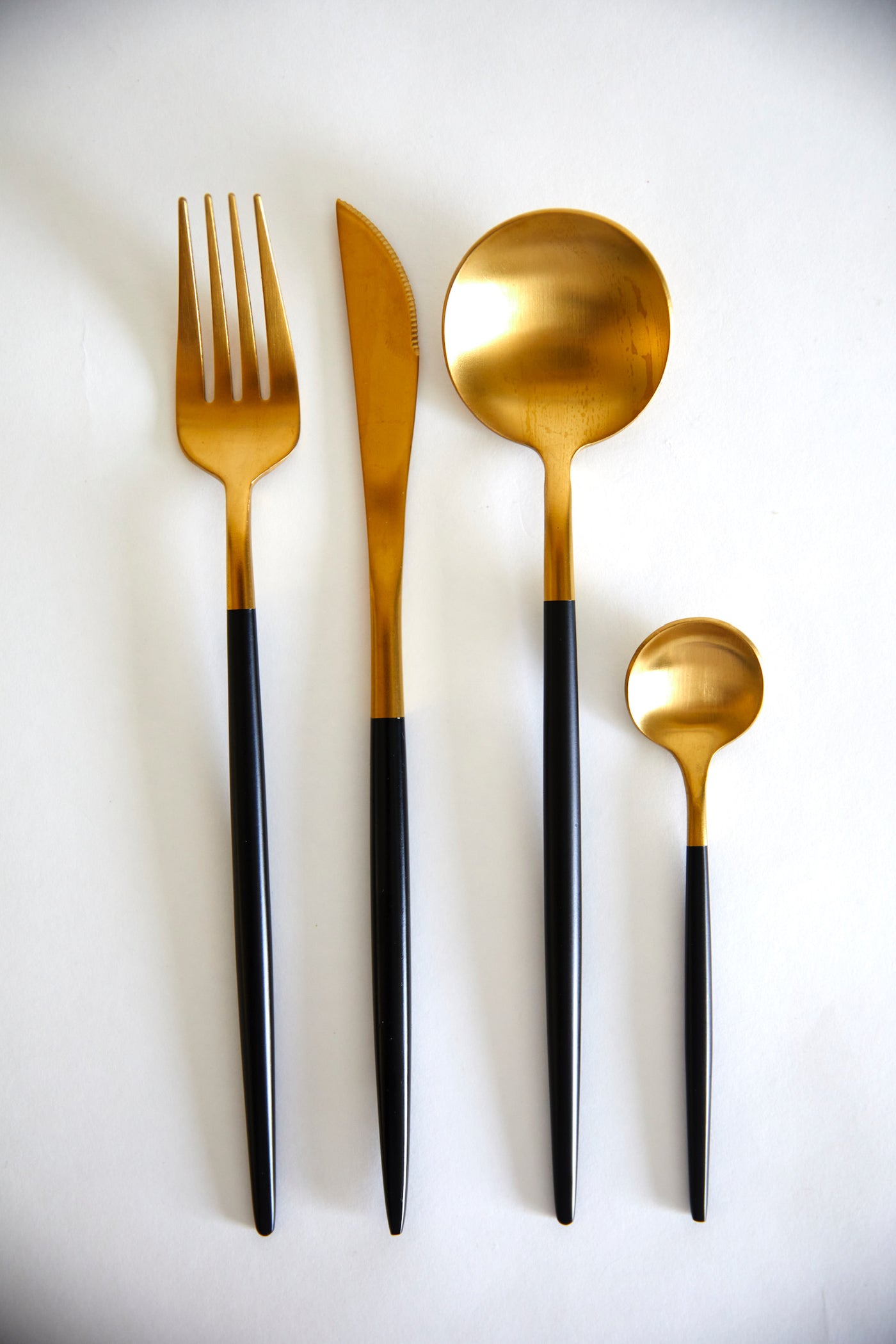 Black and gold flatware