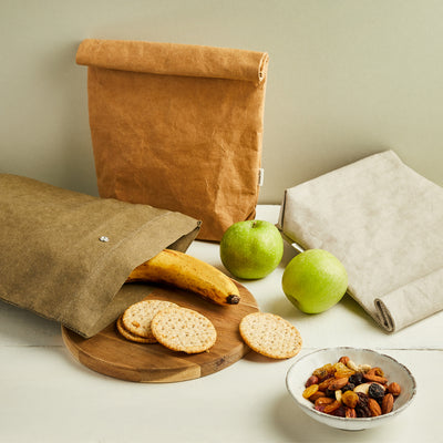 Vegan leather snack bag - bark